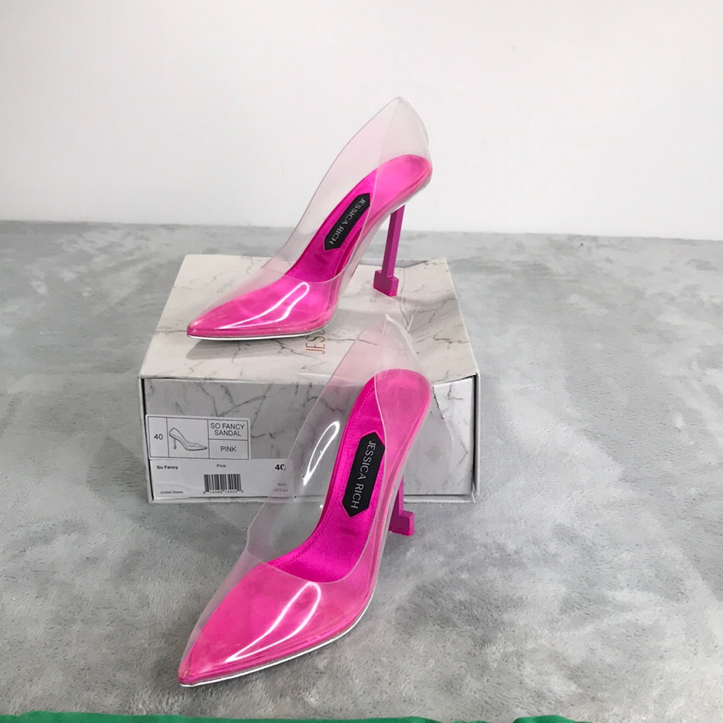 Jessica Rich Transparent So Fancy Pink Stiletto's New In Box